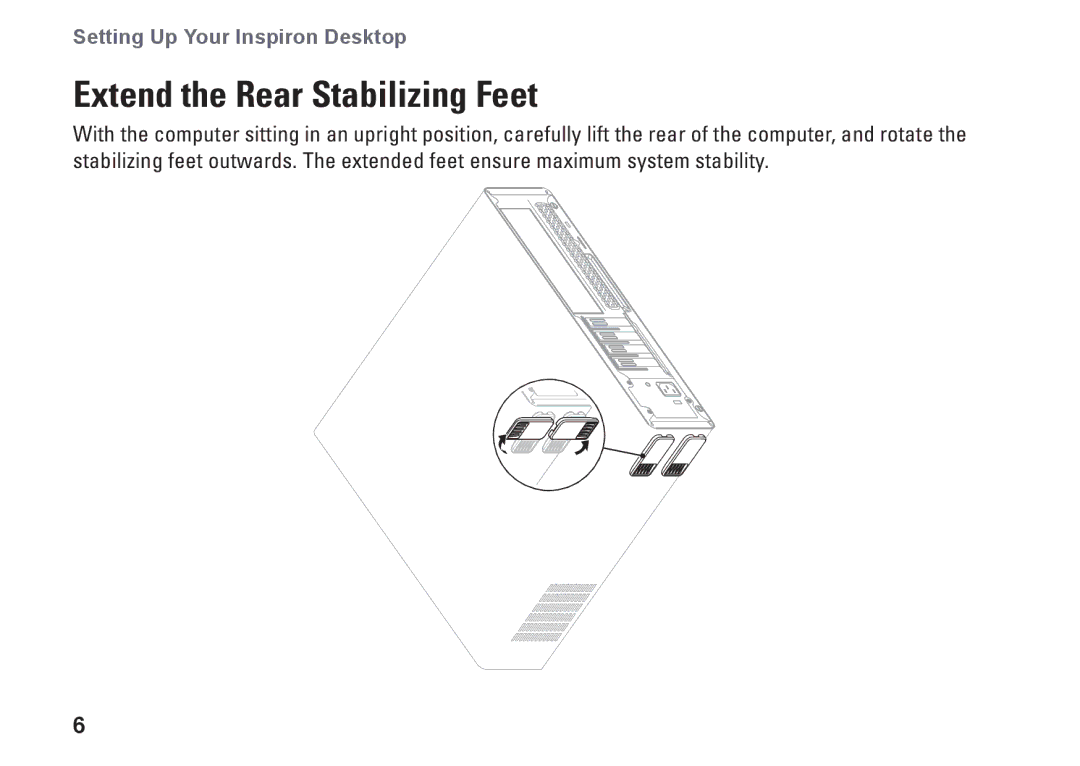 Dell DCSLF, 08XCH8A00, 580s setup guide Extend the Rear Stabilizing Feet 