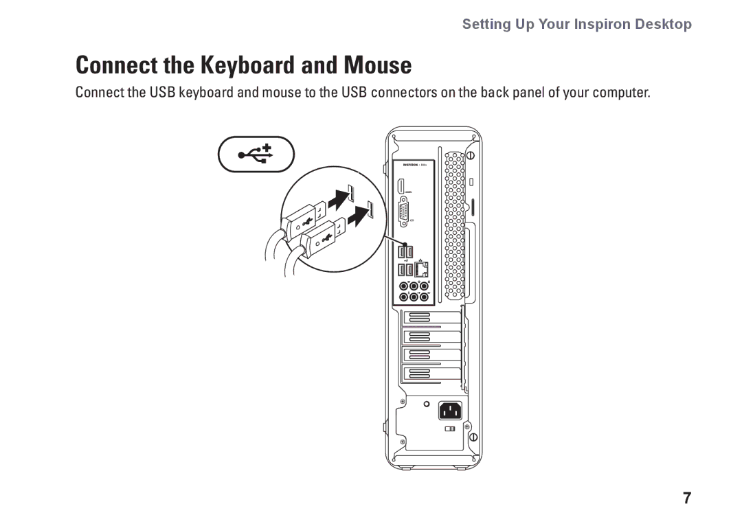 Dell 08XCH8A00, DCSLF, 580s setup guide Connect the Keyboard and Mouse 