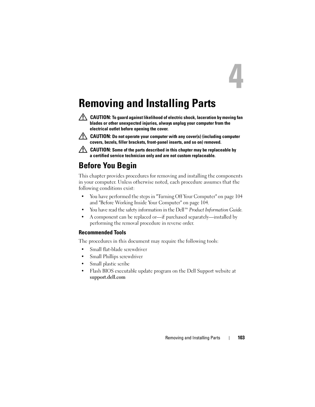 Dell DCSLF owner manual Before You Begin, Recommended Tools 