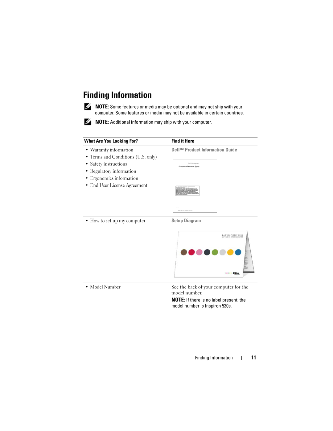 Dell DCSLF owner manual Finding Information, Dell Product Information Guide 