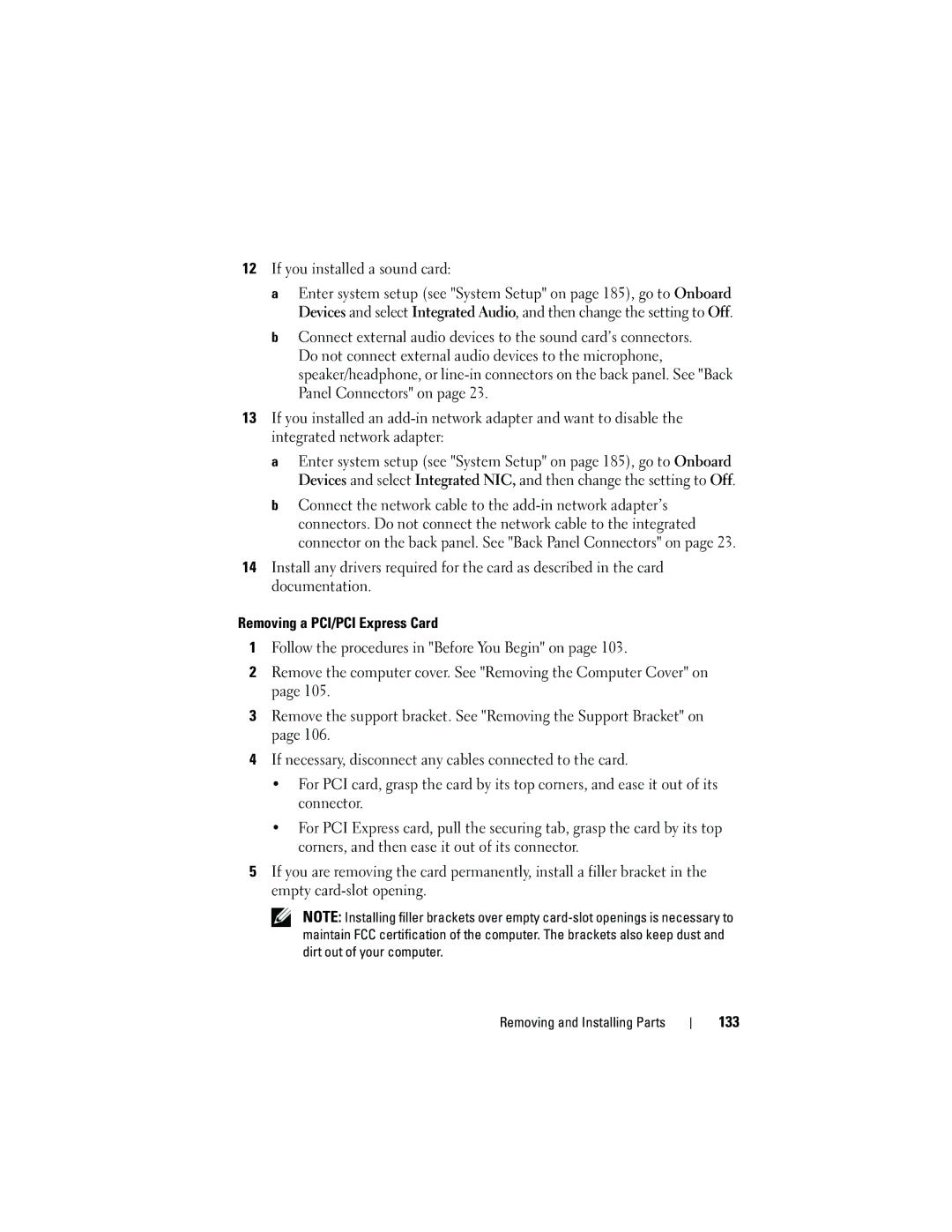 Dell DCSLF owner manual If you installed a sound card, 133 