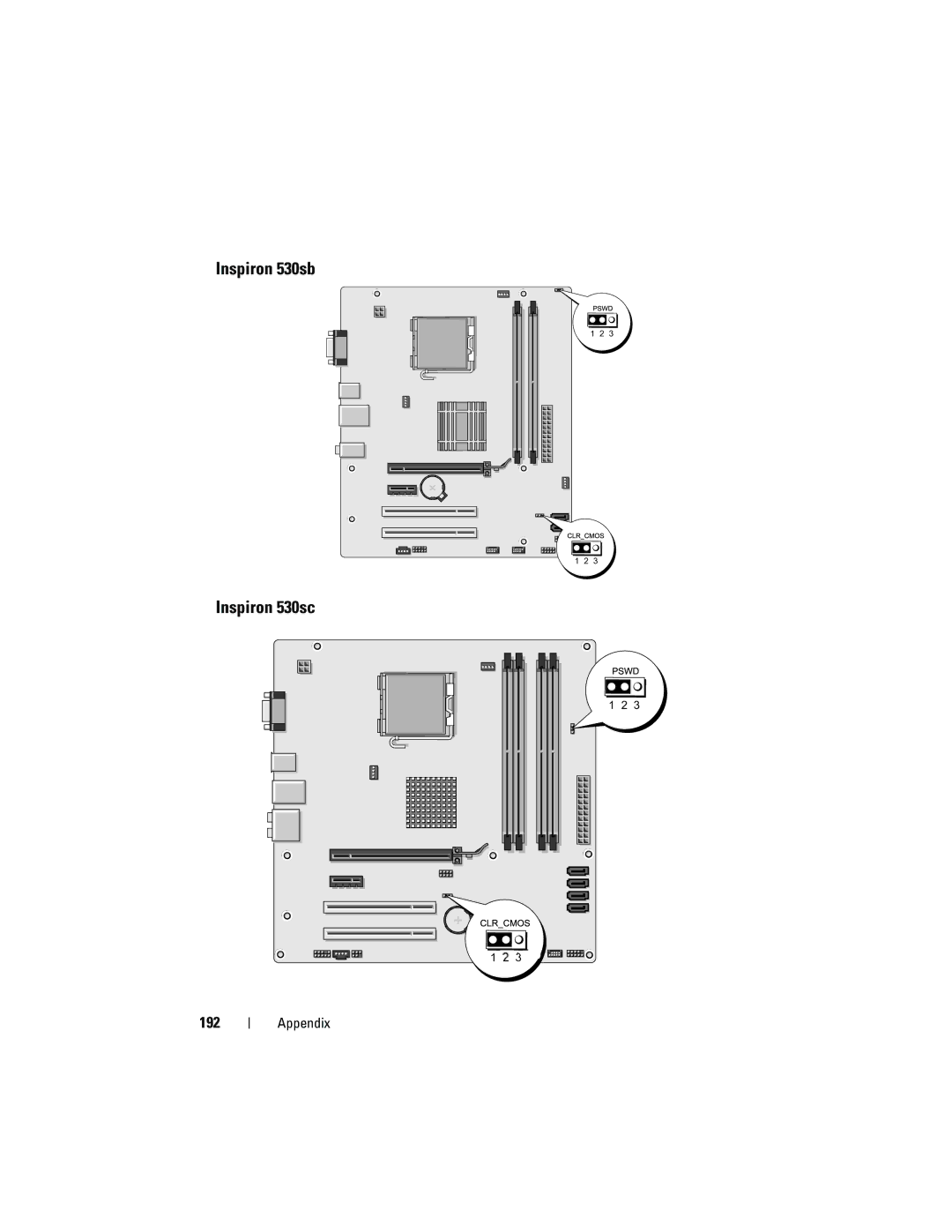 Dell DCSLF owner manual Inspiron 530sb Inspiron 530sc, 192 