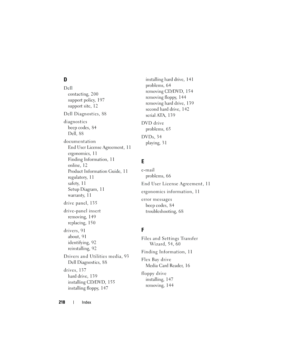 Dell DCSLF owner manual Index 