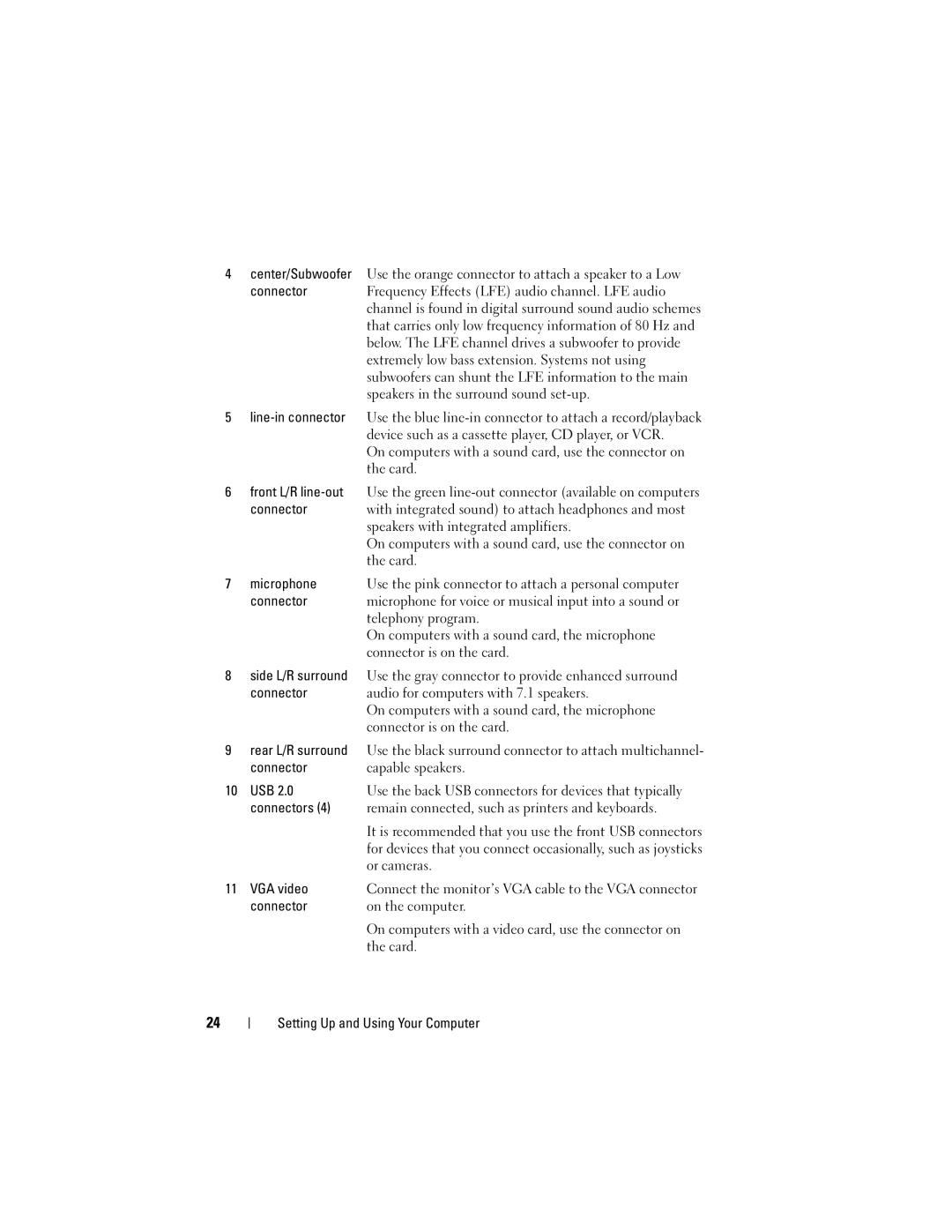 Dell DCSLF owner manual Extremely low bass extension. Systems not using 