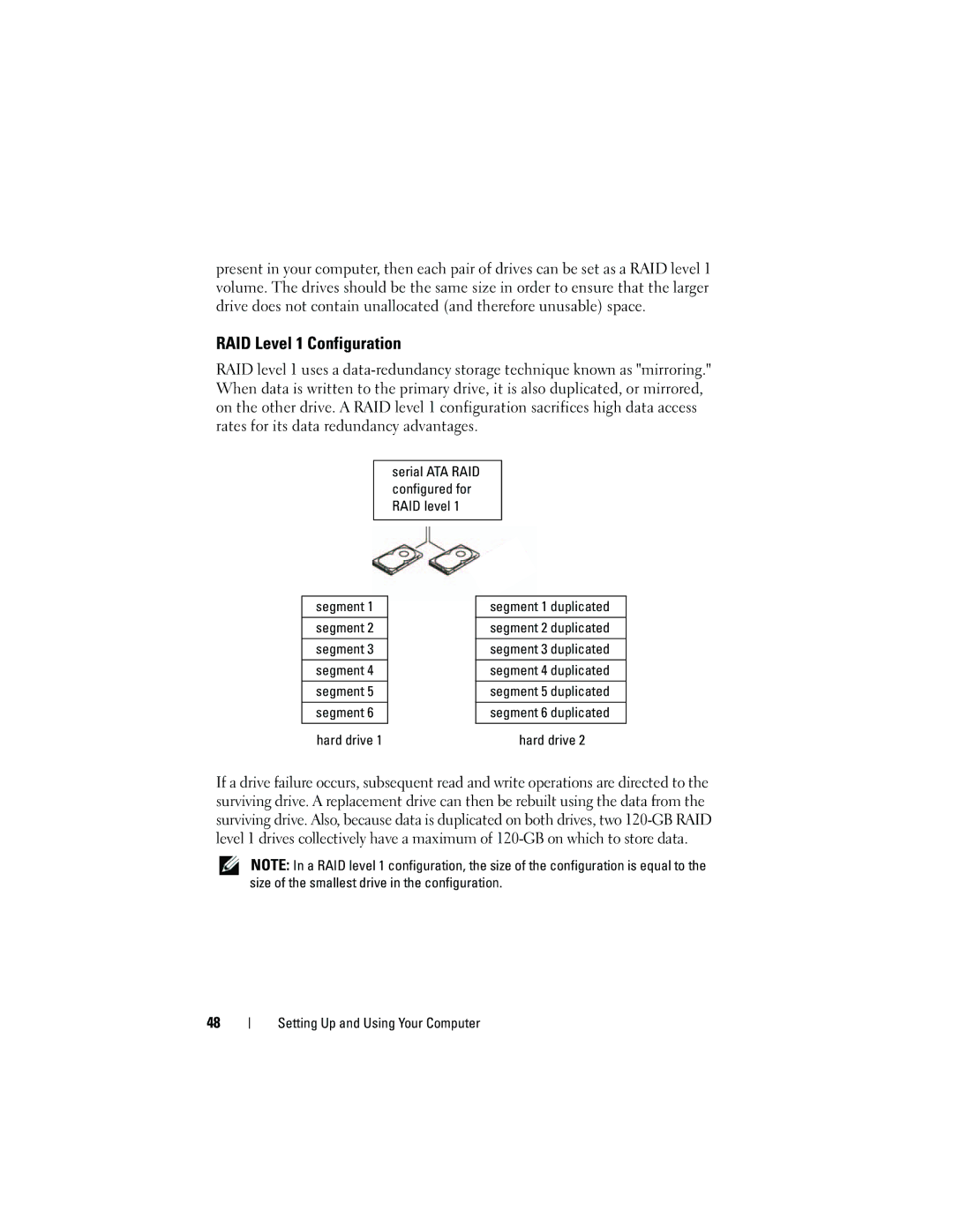 Dell DCSLF owner manual RAID Level 1 Configuration 