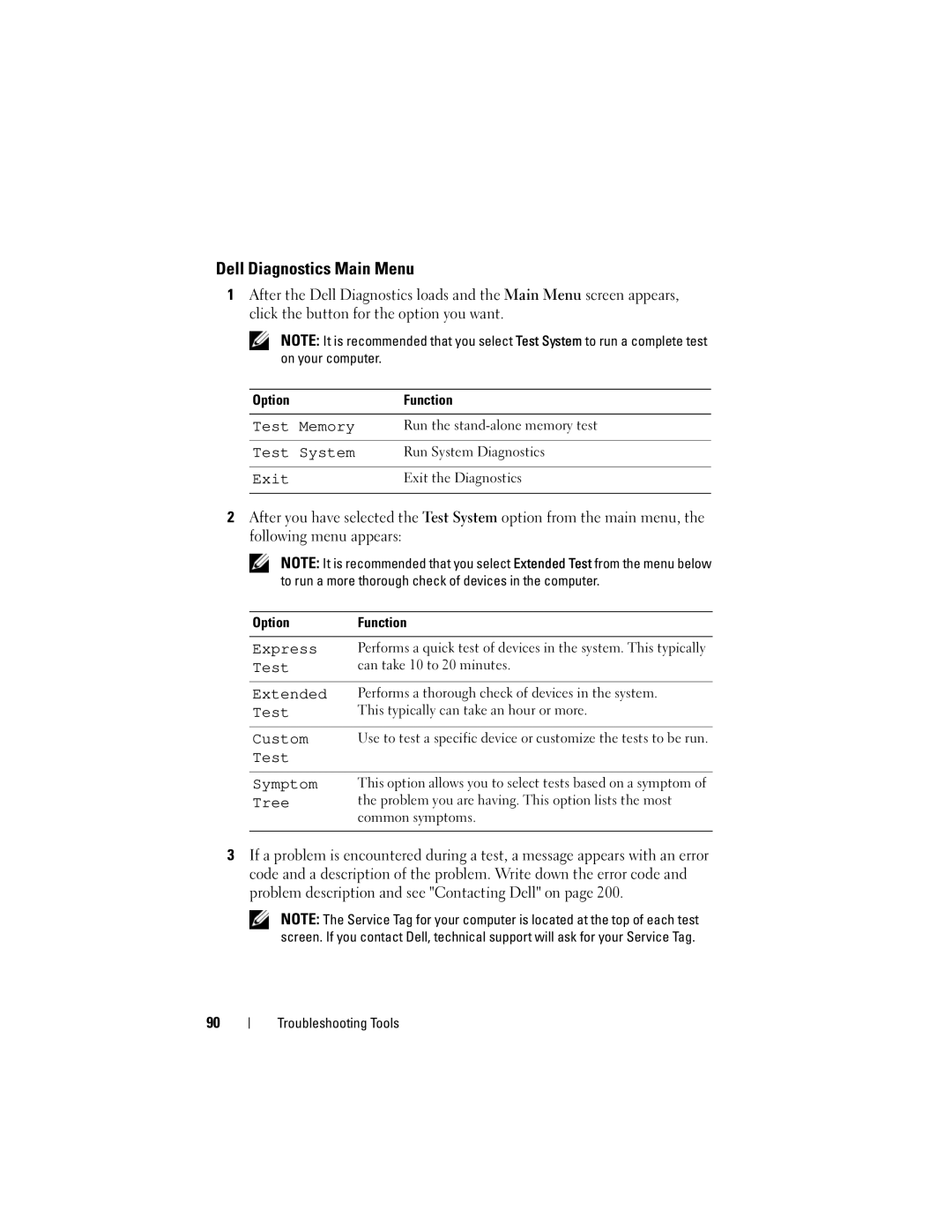 Dell DCSLF owner manual Dell Diagnostics Main Menu, Exit 