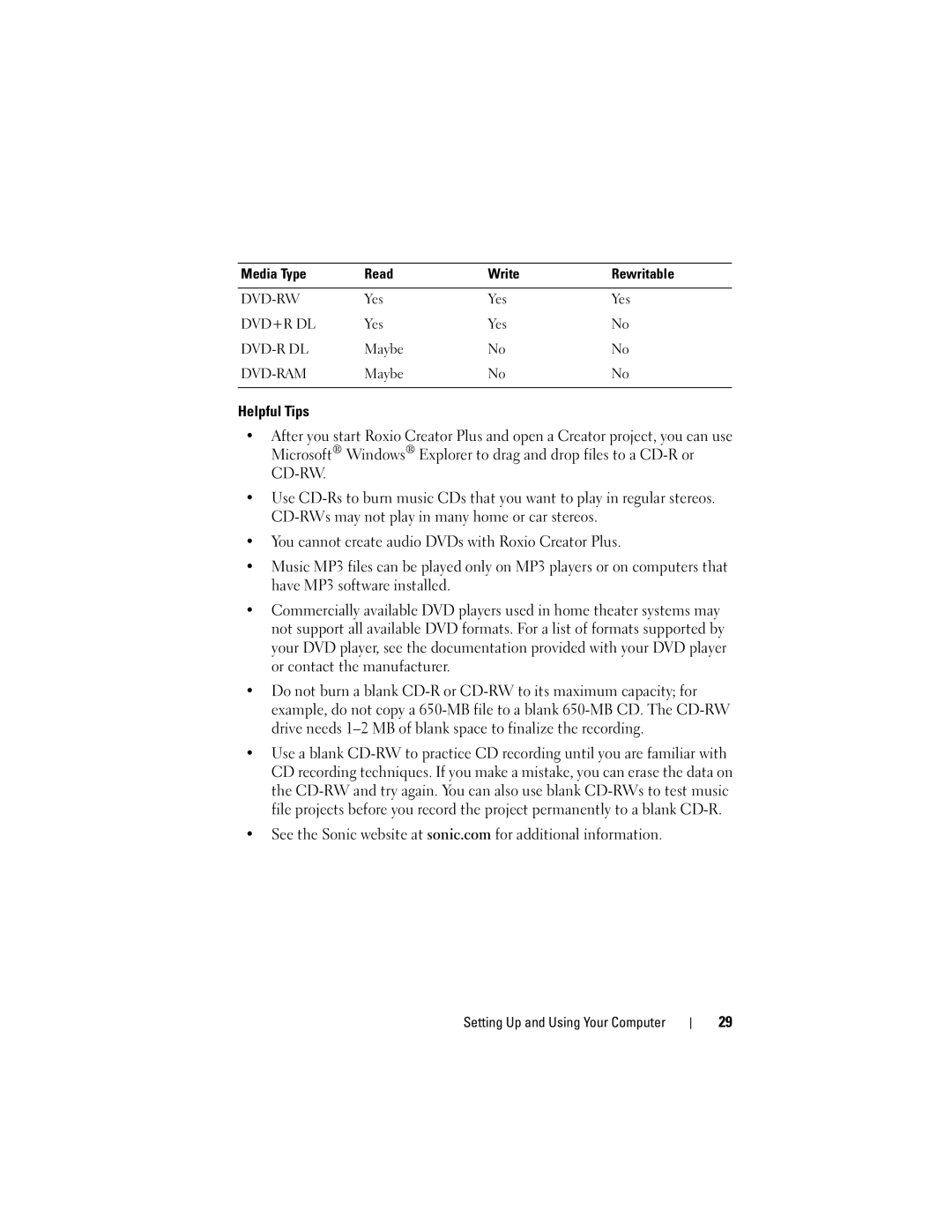 Dell DCSLF manual Dvd-Rw 