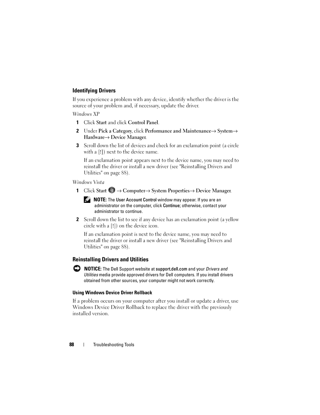 Dell DCSLF manual Identifying Drivers, Reinstalling Drivers and Utilities 