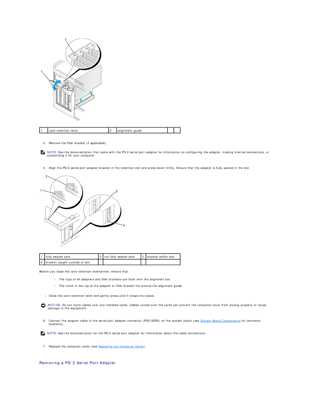 Dell DCSM, DCCY, 740-MT, 740-DT manual Removing a PS/2 Serial Port Adapter 