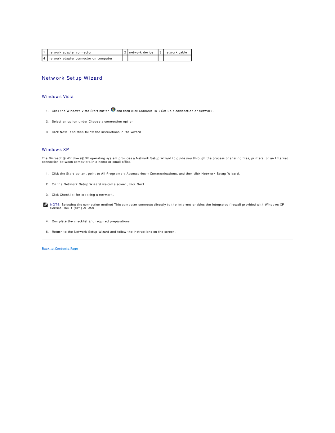 Dell 740-MT, DCSM, DCCY, 740-DT manual Network Setup Wizard, Select an option under Choose a connection option 