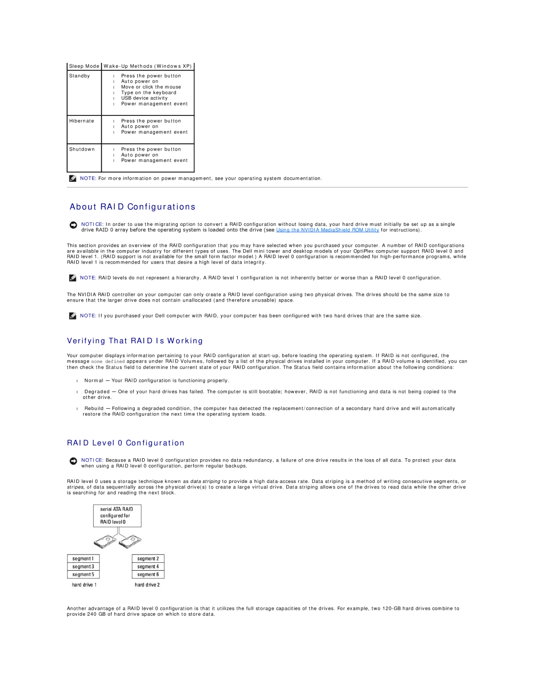 Dell 740-DT, DCSM, DCCY, 740-MT manual About RAID Configurations, Verifying That RAID Is Working, RAID Level 0 Configuration 