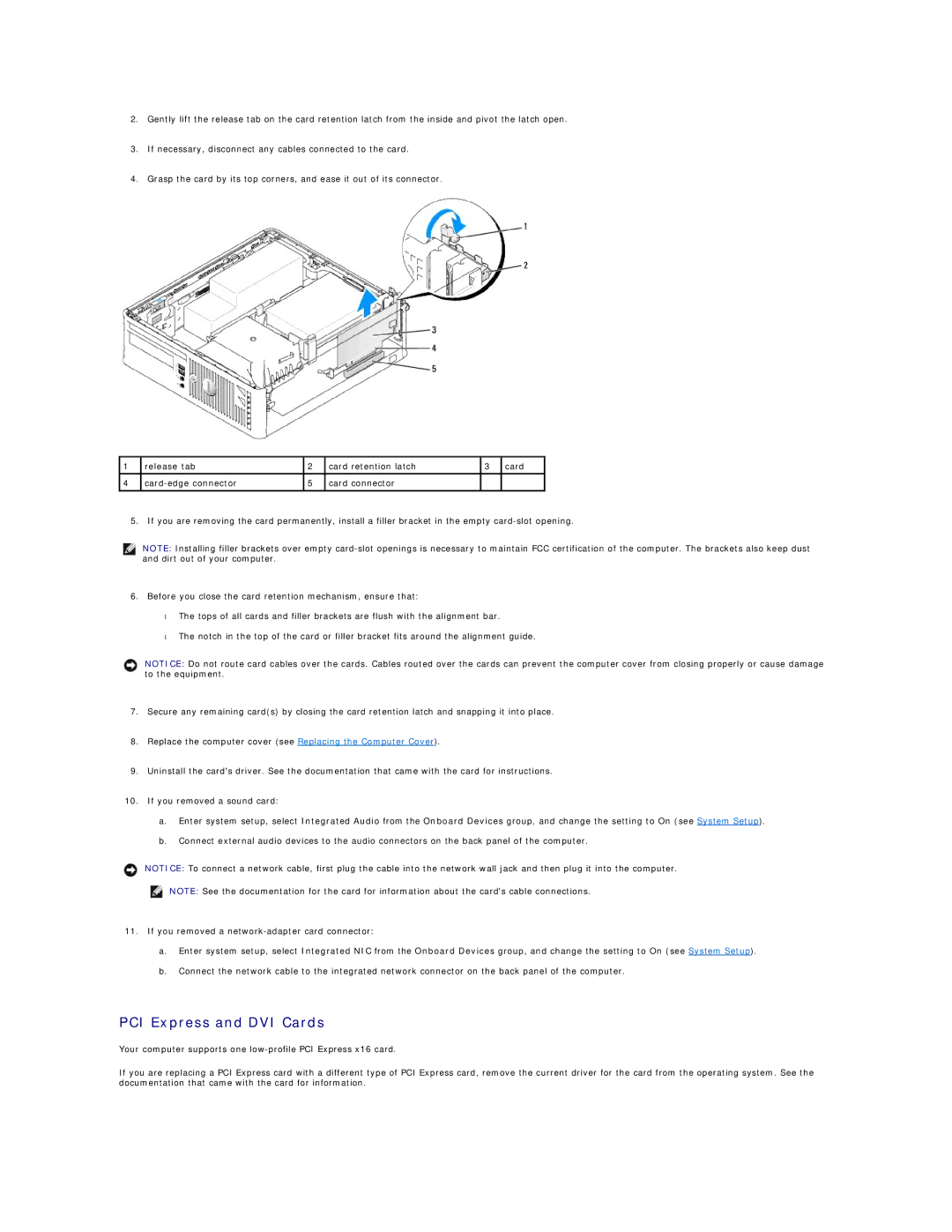 Dell DCSM, DCCY, 740-MT, 740-DT manual PCI Express and DVI Cards 