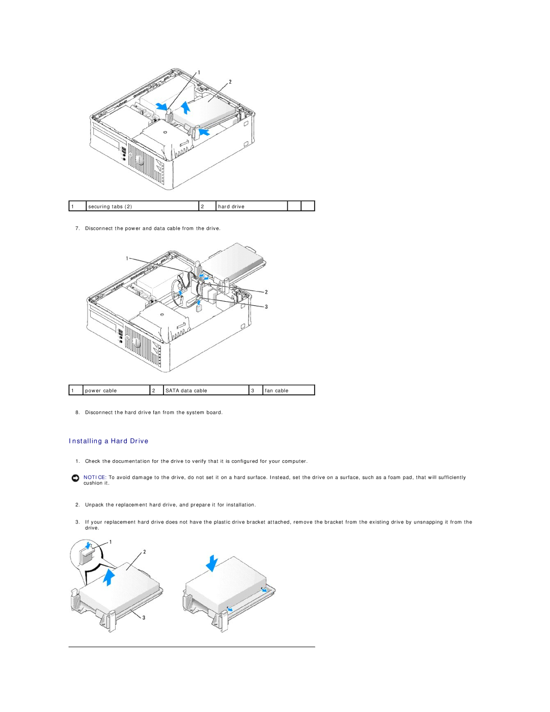 Dell DCSM, DCCY, 740-MT, 740-DT manual Installing a Hard Drive 