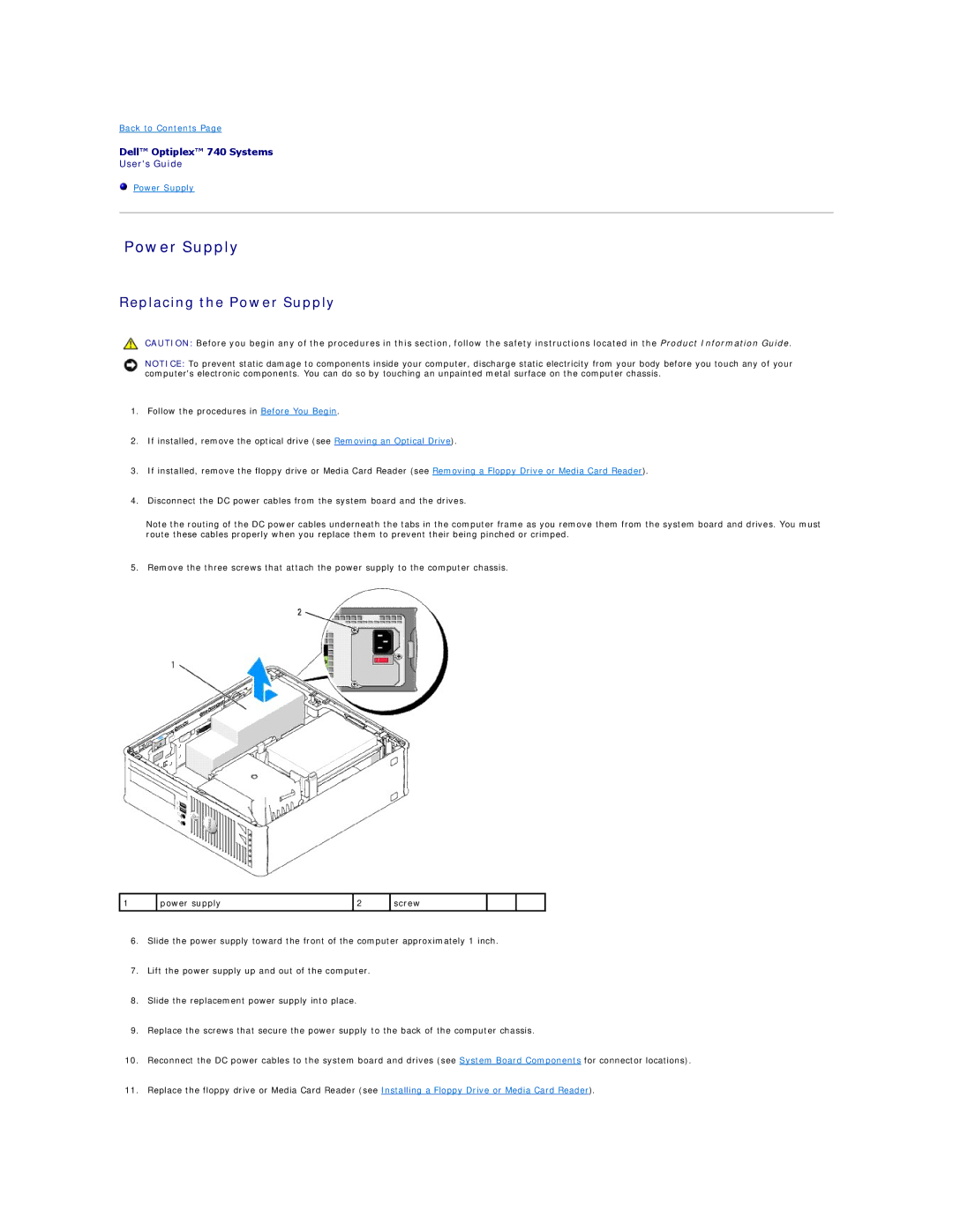 Dell DCCY, DCSM, 740-MT, 740-DT manual Power Supply 