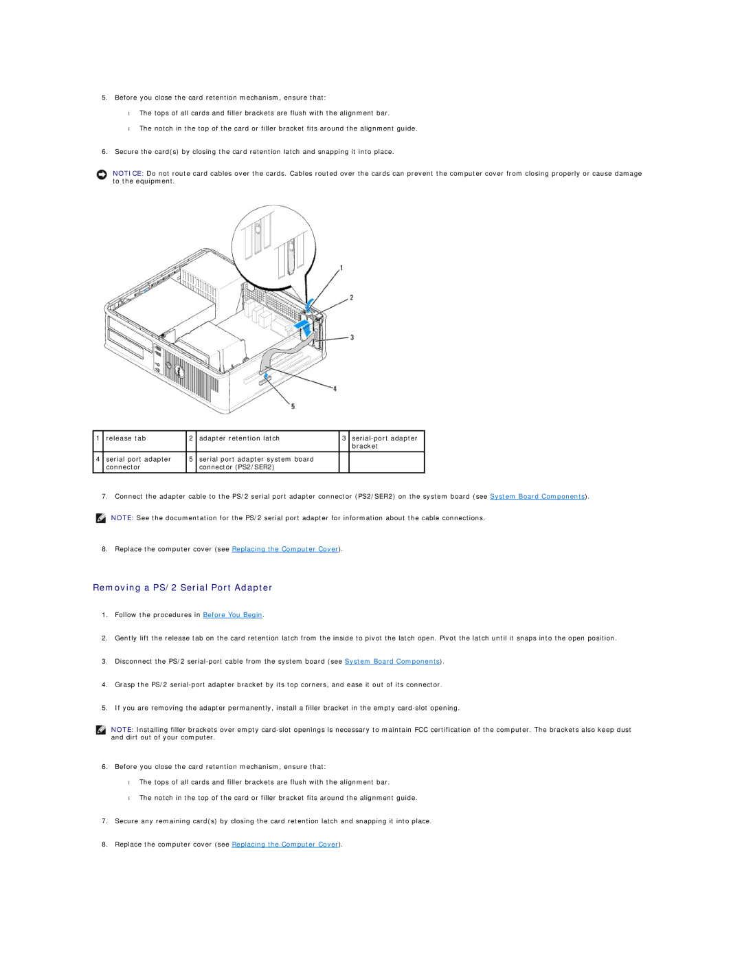 Dell 740-DT, DCSM, DCCY, 740-MT manual Removing a PS/2 Serial Port Adapter 