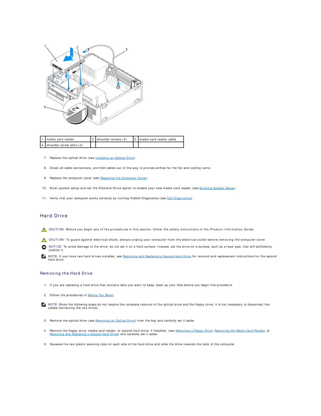 Dell DCSM, DCCY, 740-MT, 740-DT manual Removing the Hard Drive 