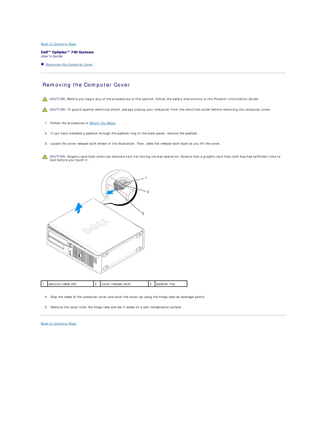 Dell 740-MT, DCSM, DCCY, 740-DT manual Removing the Computer Cover 