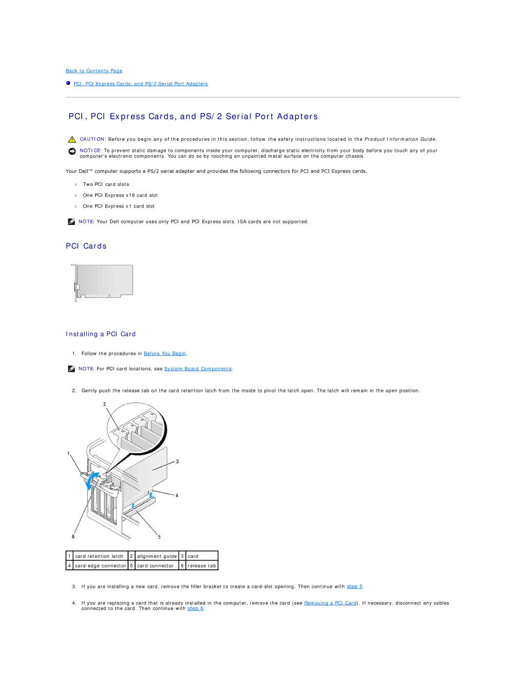 Dell 740-MT, DCSM, DCCY, 740-DT manual PCI, PCI Express Cards, and PS/2 Serial Port Adapters 