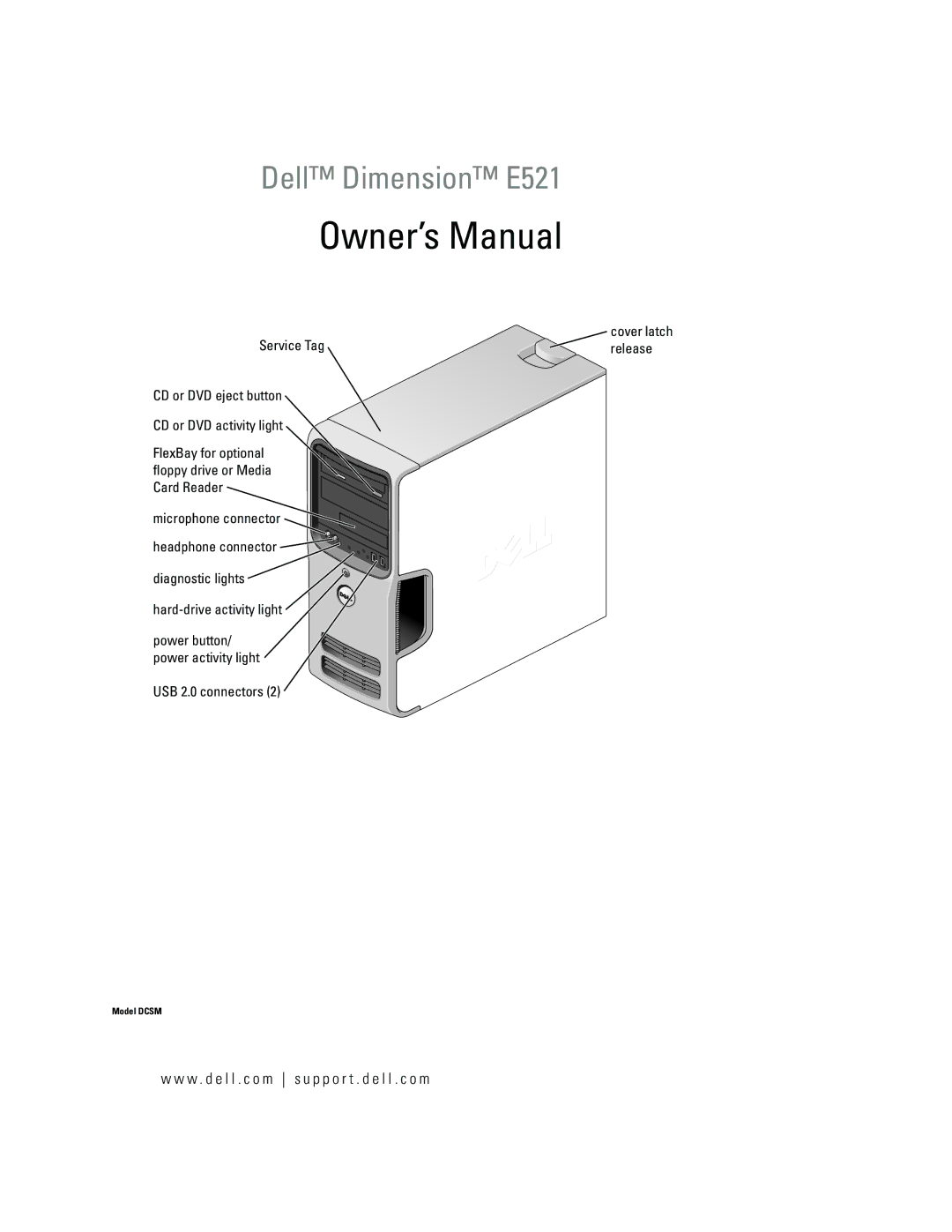 Dell PY349 owner manual W . d e l l . c o m s u p p o r t . d e l l . c o m, Microphone connector, USB 2.0 connectors 