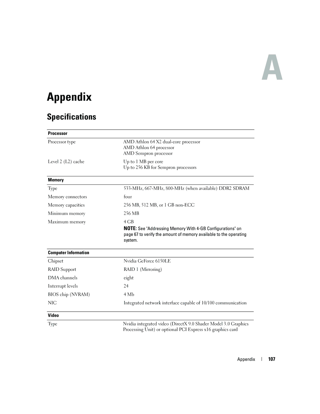 Dell PY349, DCSM owner manual Specifications, 107 