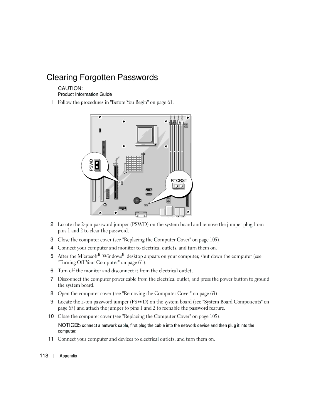 Dell DCSM, PY349 owner manual Clearing Forgotten Passwords 