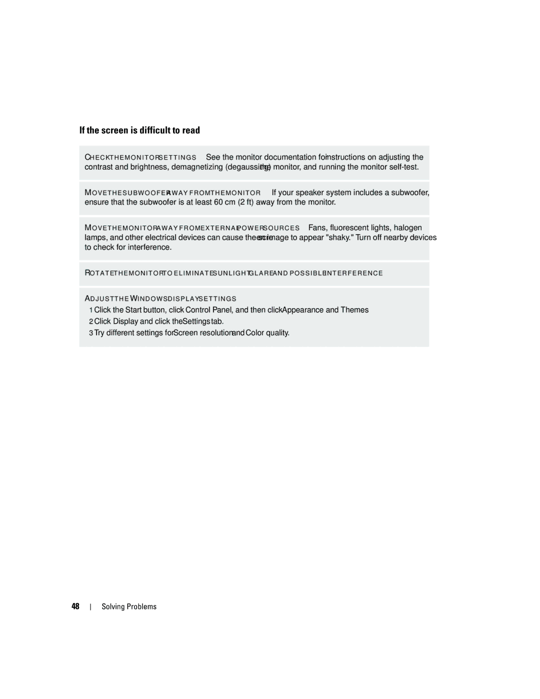 Dell DCSM, PY349 owner manual If the screen is difficult to read 