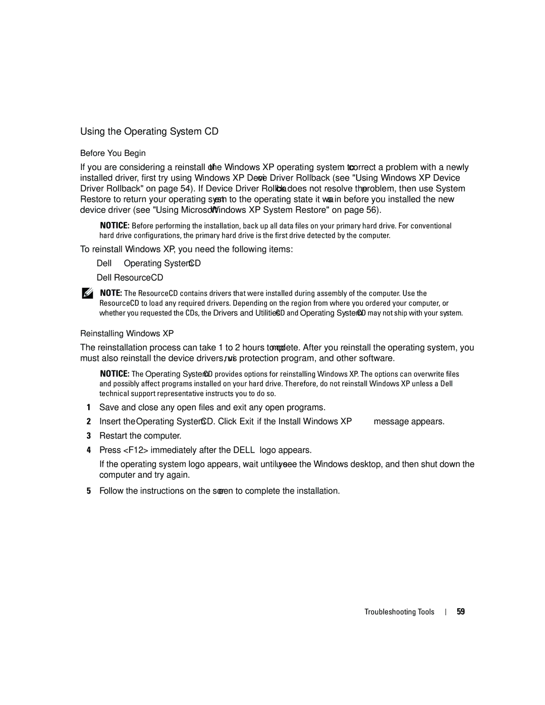 Dell PY349, DCSM owner manual Using the Operating System CD, Before You Begin 