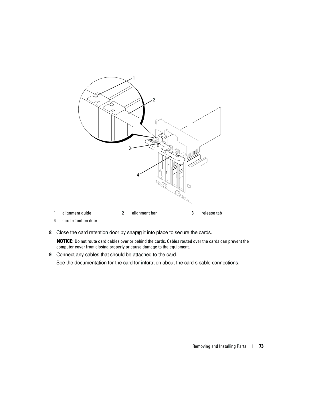 Dell PY349, DCSM owner manual Alignment guide Alignment bar, Card retention door 