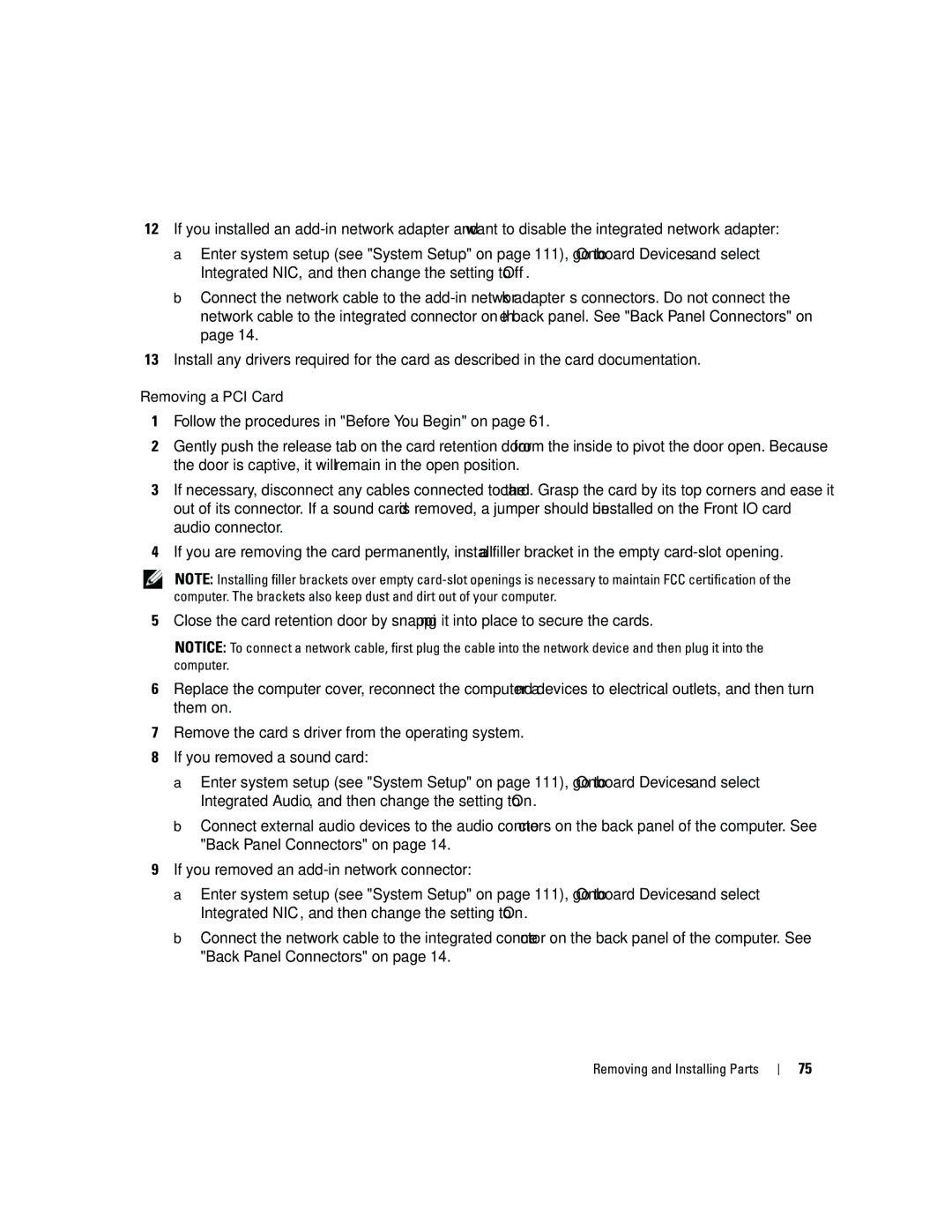 Dell PY349, DCSM owner manual Removing and Installing Parts 