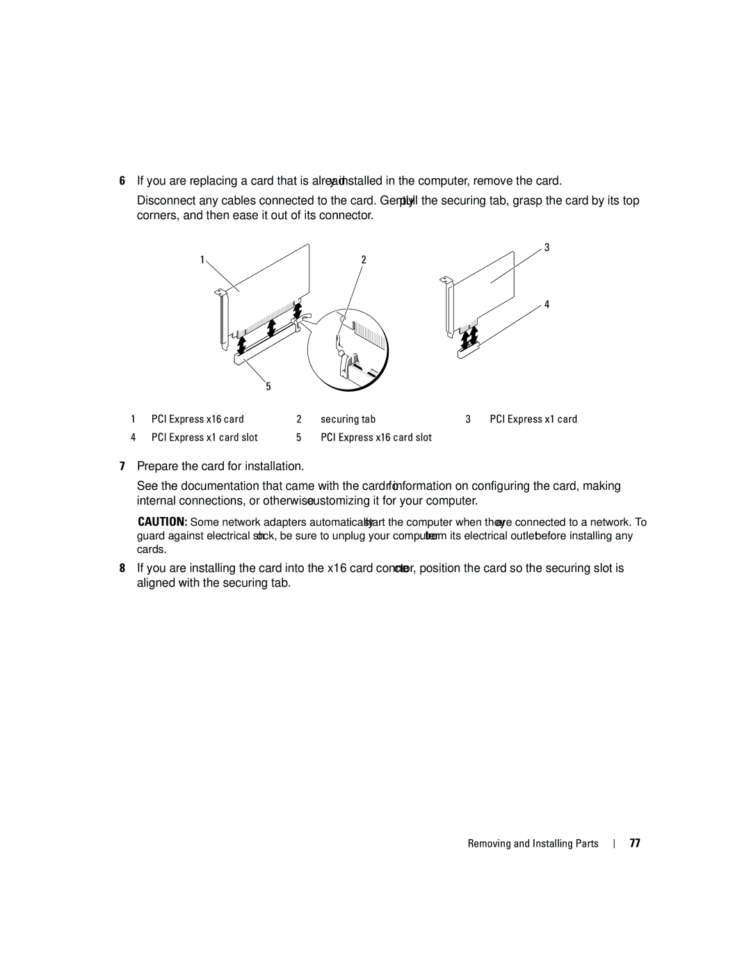 Dell PY349, DCSM owner manual PCI Express x16 card Securing tab 