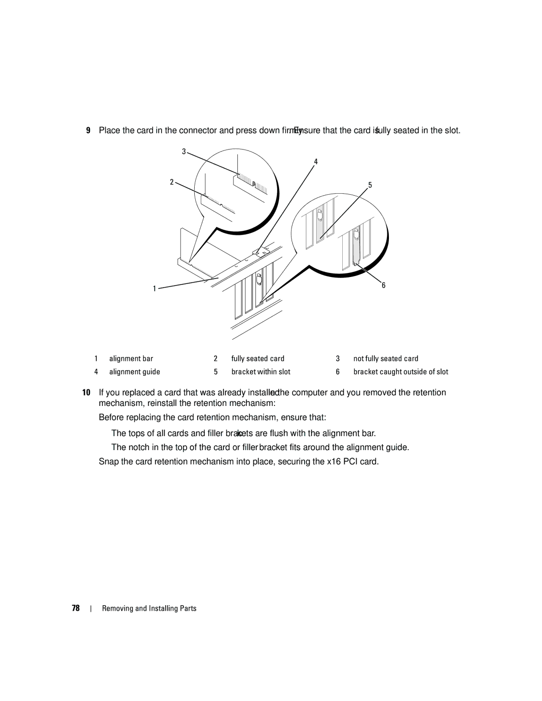 Dell DCSM, PY349 owner manual Bracket caught outside of slot 