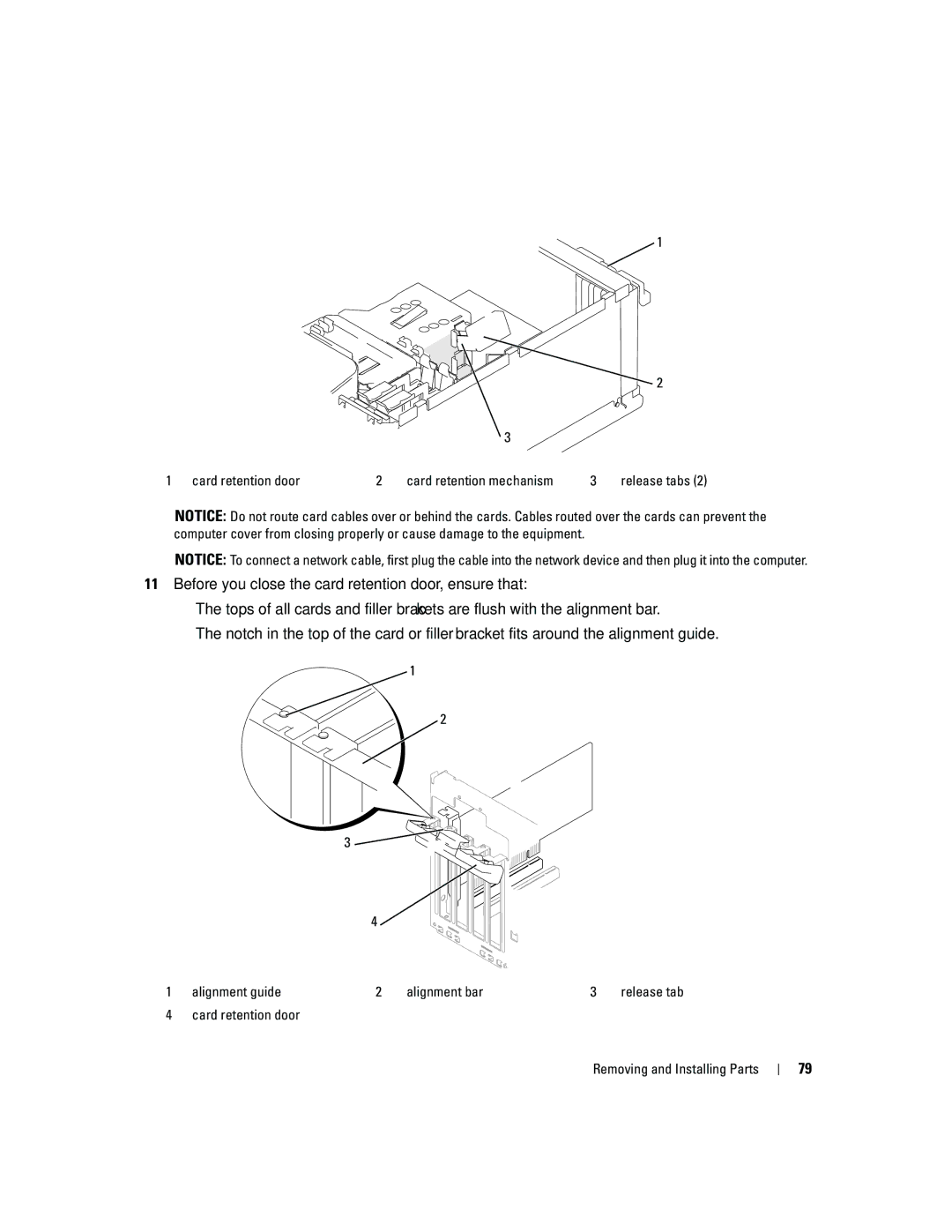 Dell PY349, DCSM owner manual Card retention door Removing and Installing Parts 