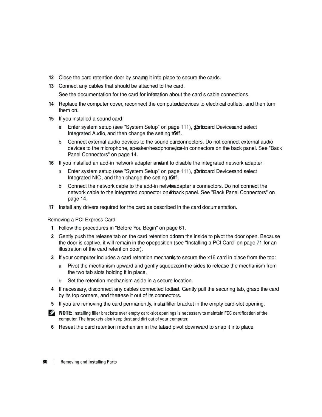 Dell DCSM, PY349 owner manual Removing and Installing Parts 