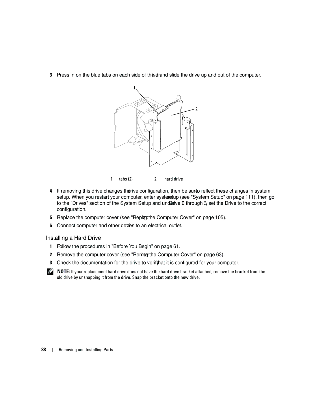 Dell DCSM, PY349 owner manual Installing a Hard Drive, Tabs 