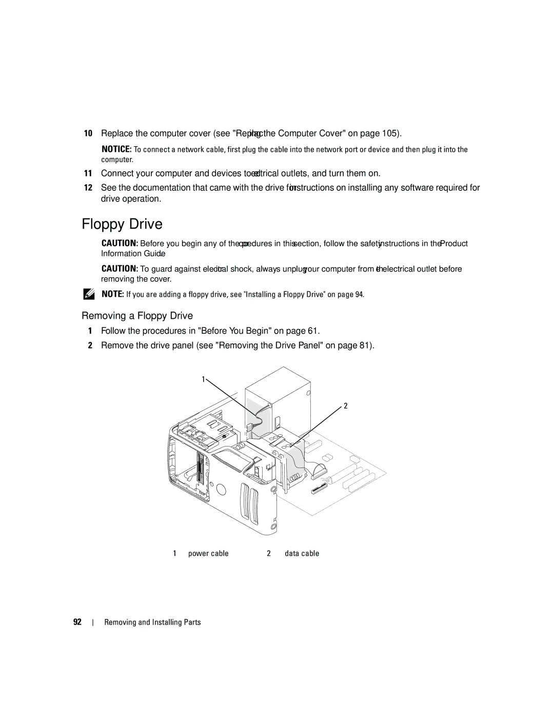 Dell DCSM, PY349 owner manual Removing a Floppy Drive 