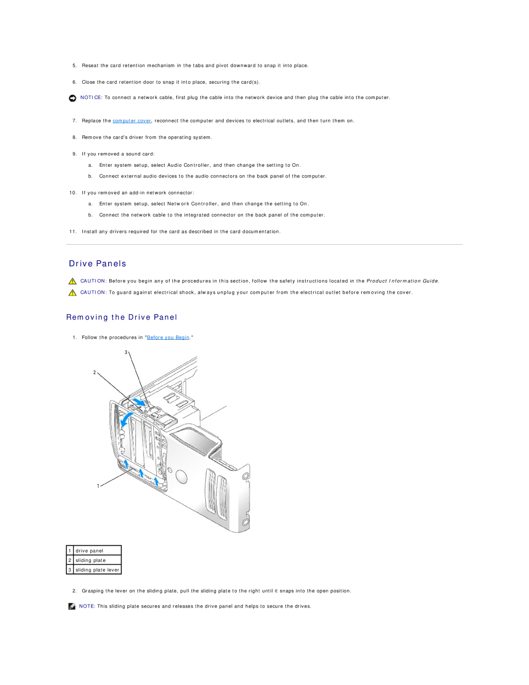 Dell DCSM specifications Drive Panels, Removing the Drive Panel 