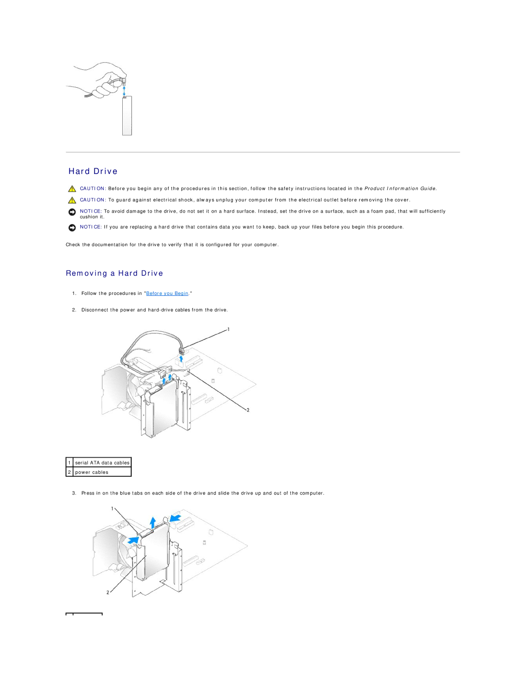 Dell DCSM specifications Removing a Hard Drive 