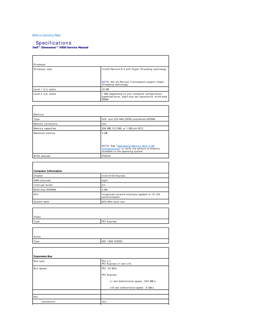 Dell DCSM specifications Specifications 