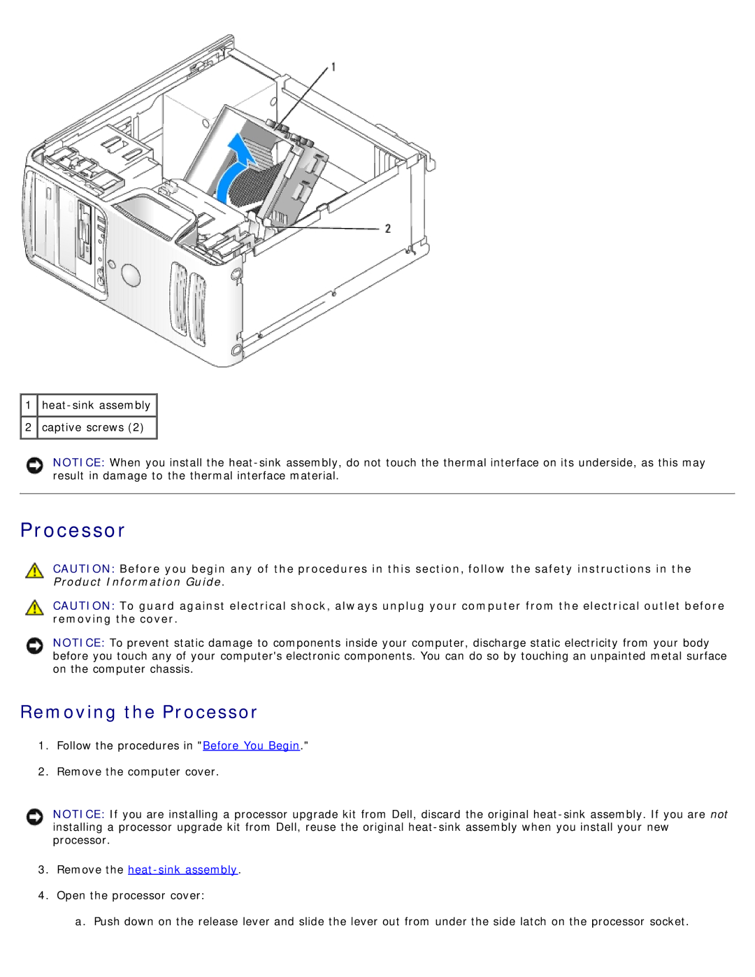 Dell DCSM manual Removing the Processor 