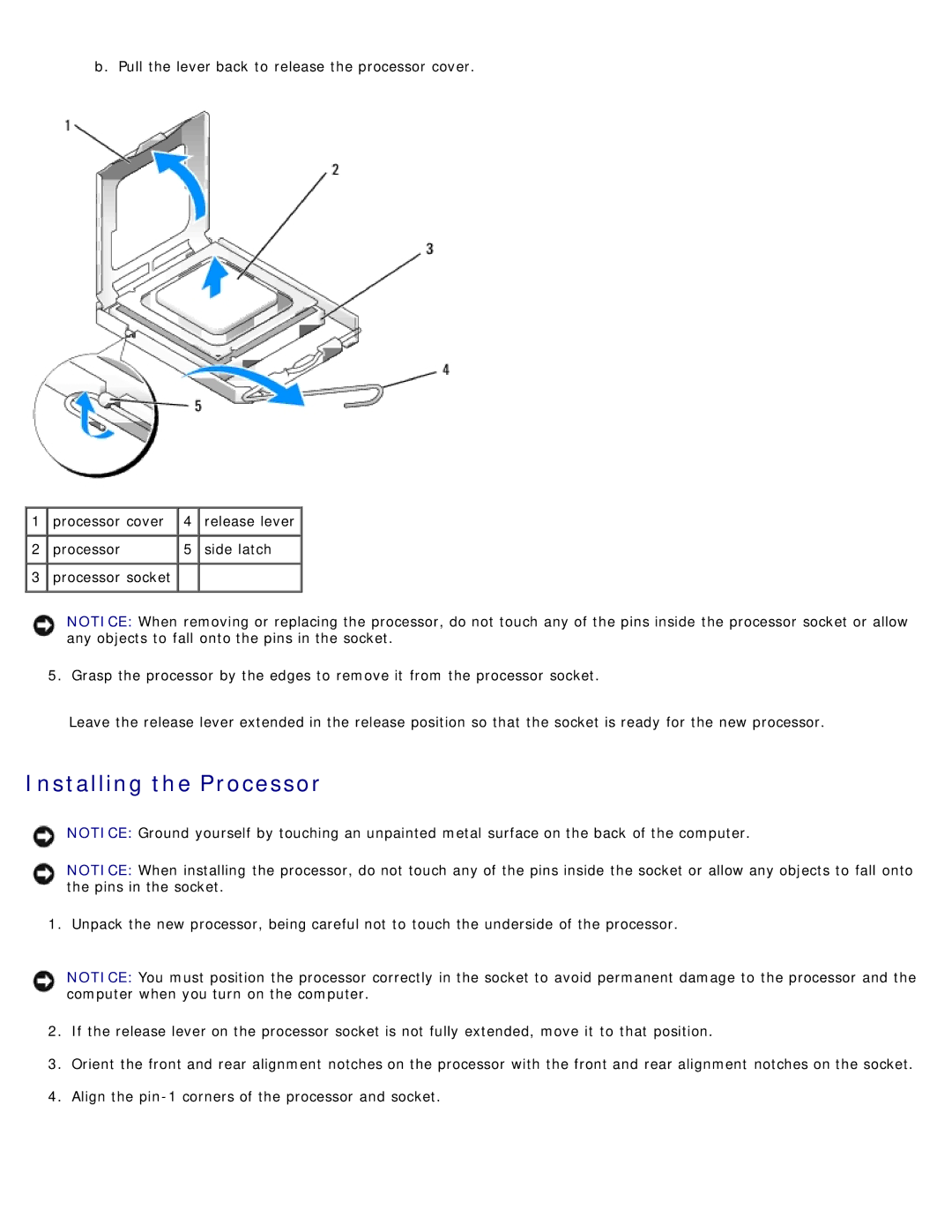 Dell DCSM manual Installing the Processor 