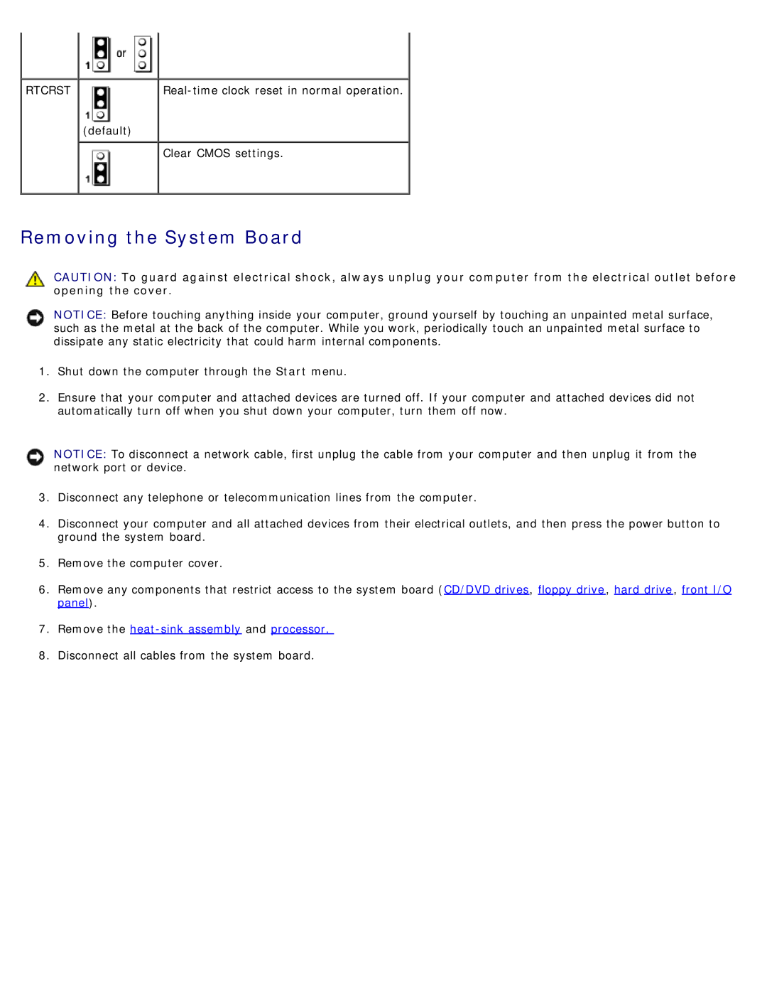 Dell DCSM manual Removing the System Board, Remove the heat-sink assembly and processor 