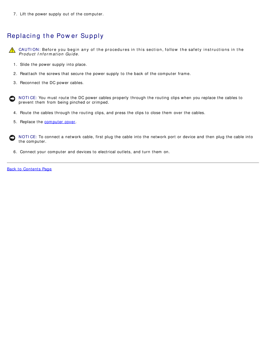 Dell DCSM manual Replacing the Power Supply 