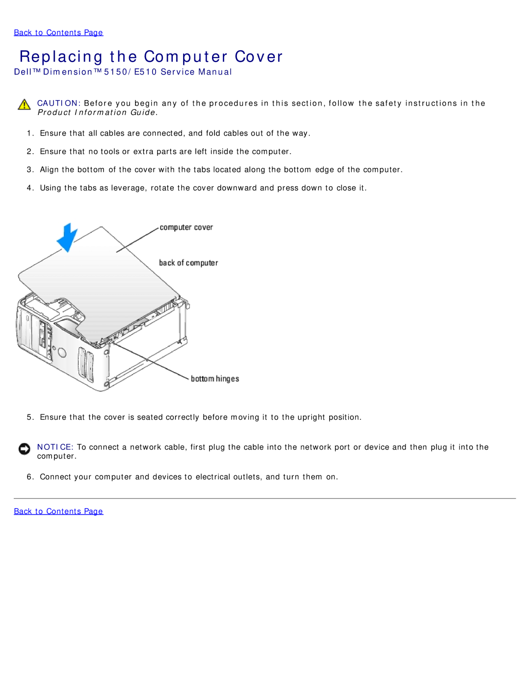 Dell DCSM manual Replacing the Computer Cover 