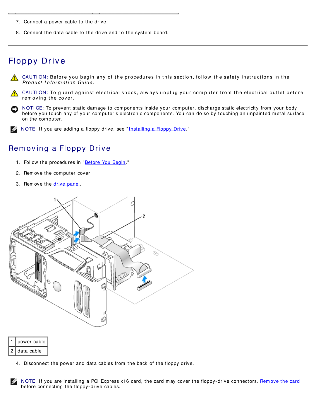 Dell DCSM manual Removing a Floppy Drive 