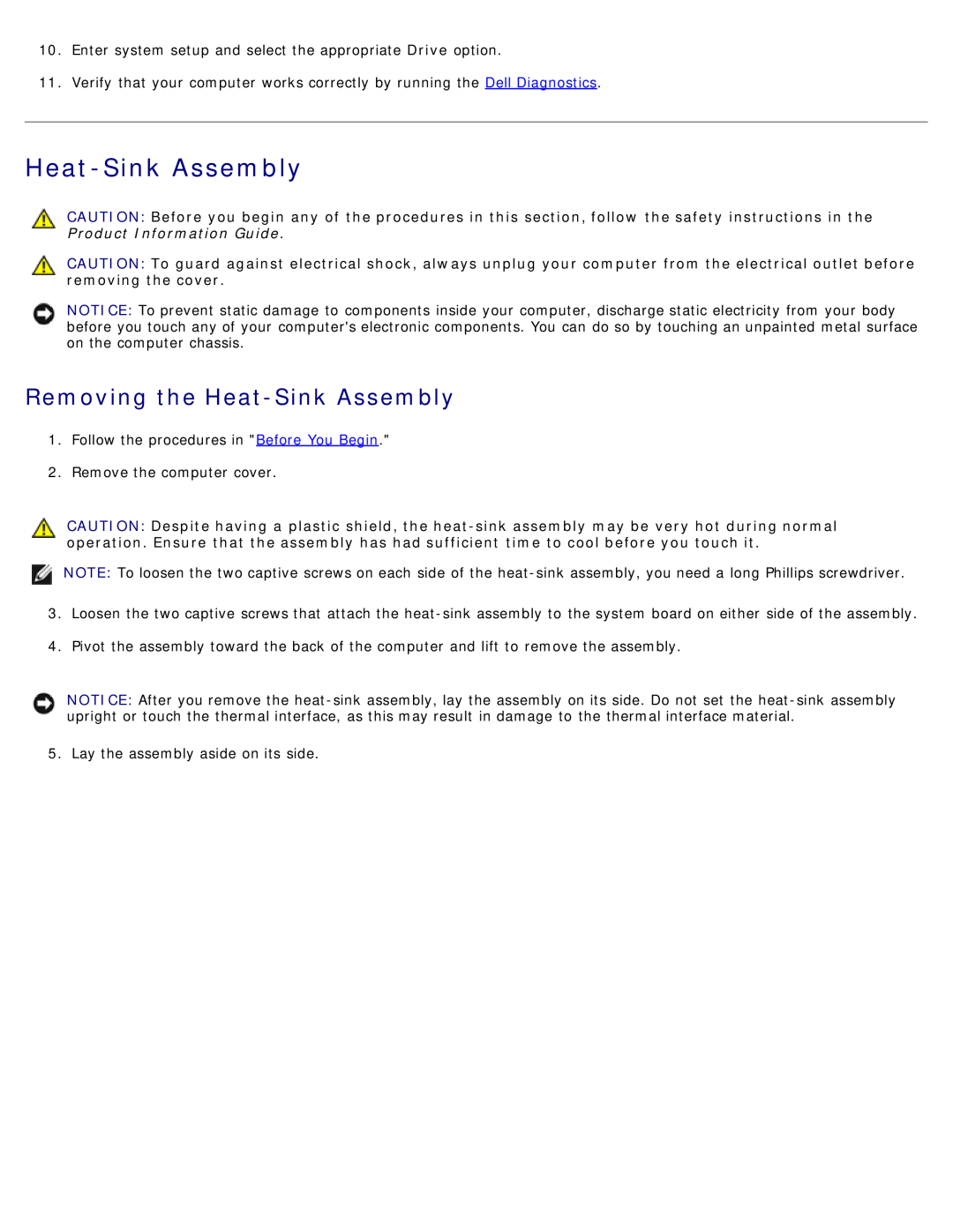 Dell DCSM manual Removing the Heat-Sink Assembly 