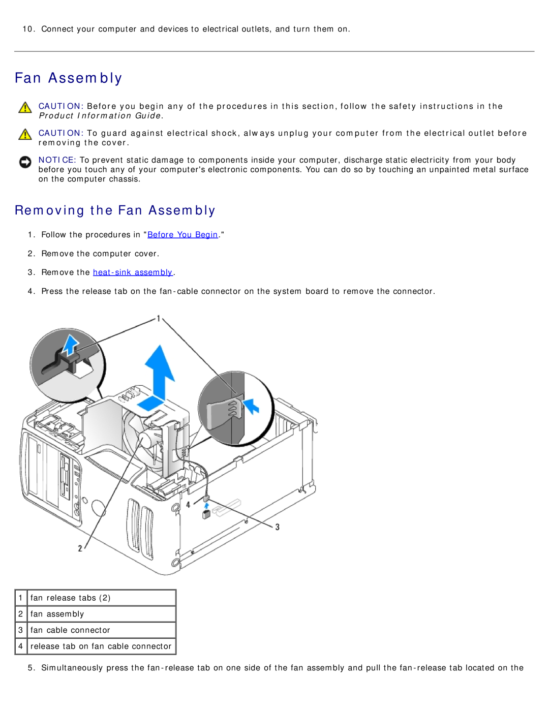 Dell DCSM manual Removing the Fan Assembly, Remove the heat-sink assembly 
