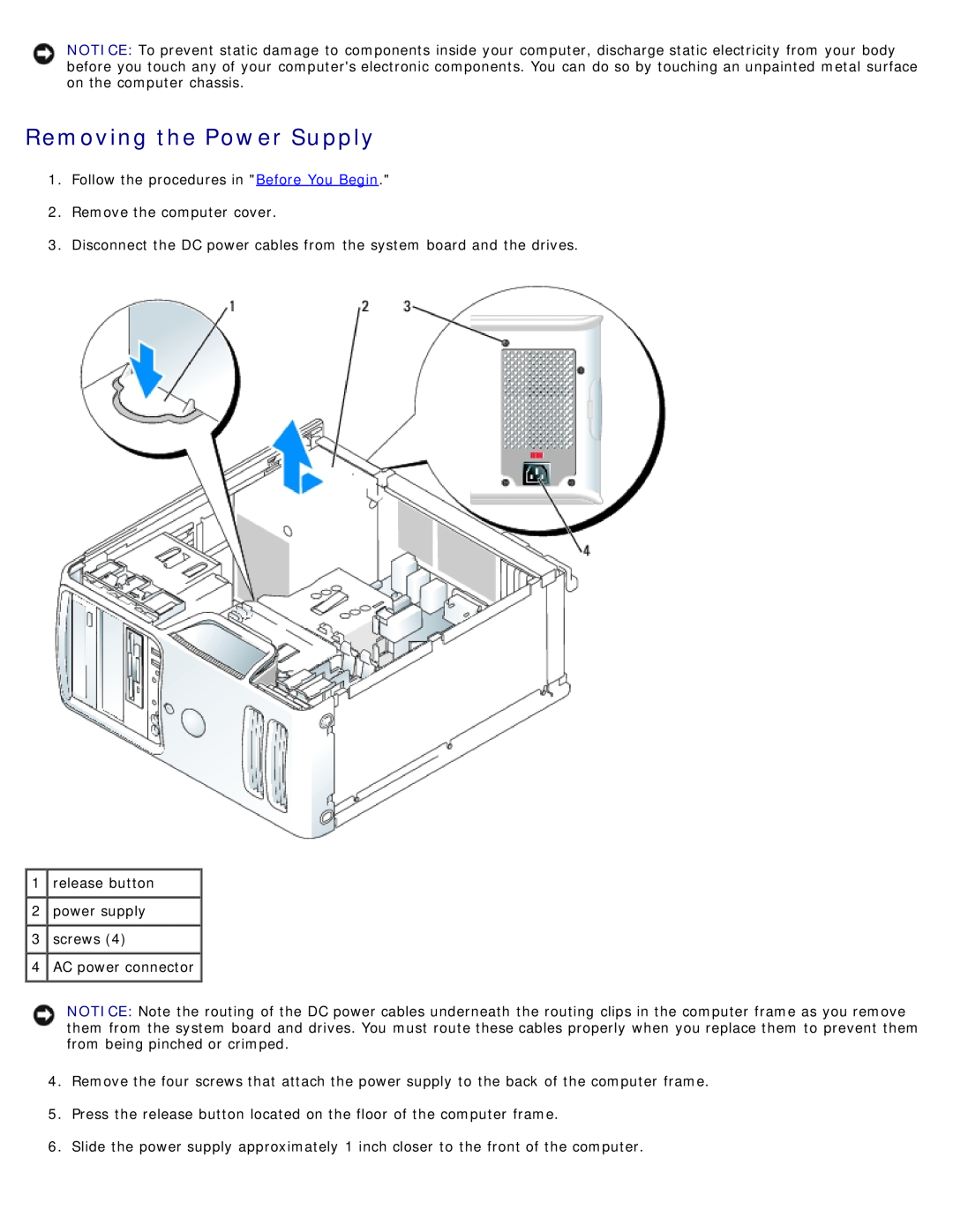 Dell DCSM manual Removing the Power Supply 