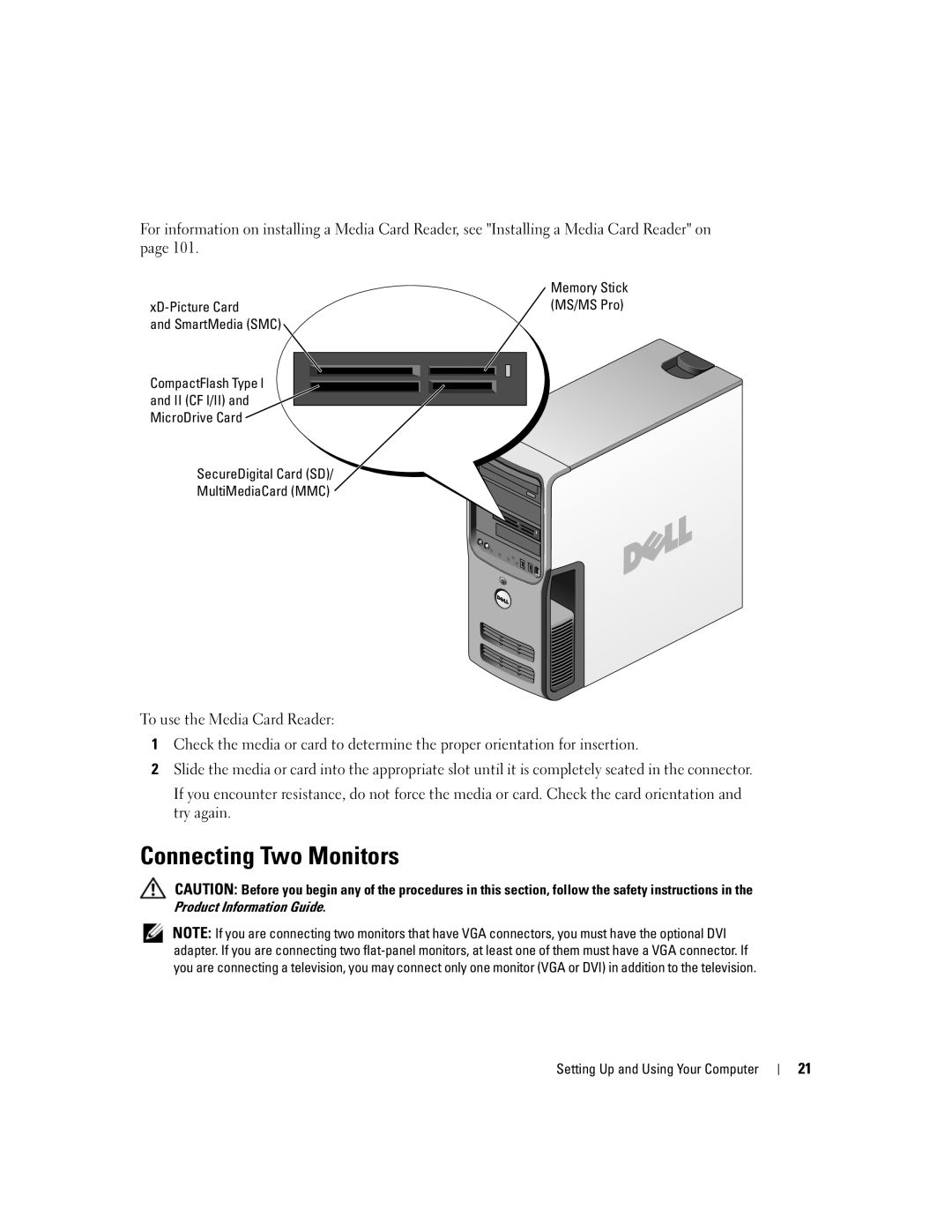 Dell 9150, DCTA manual Connecting Two Monitors 