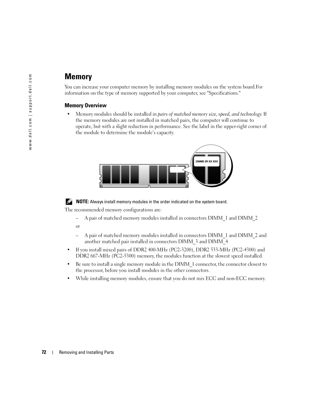 Dell DCTA, 9150 manual Memory Overview 