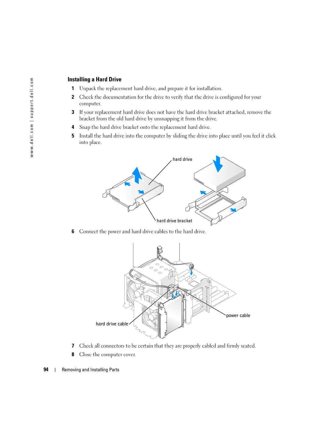 Dell DCTA, 9150 manual Installing a Hard Drive, Hard drive Hard drive bracket 